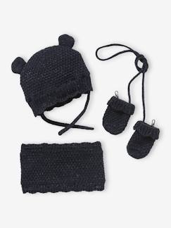 Baby-Accessoires-Mütze, Schal, Handschuhe-Mädchen Baby-Set: Mütze, Rundschal & Fäustlinge
