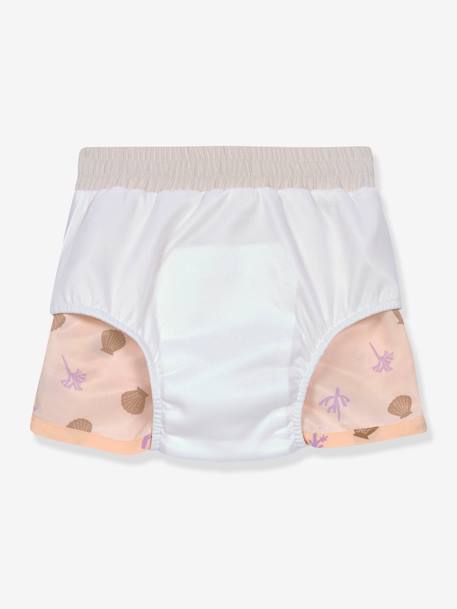 Baby Badeshorts mit Schwimmwindel LÄSSIG rosa nude+weiss gestreift 