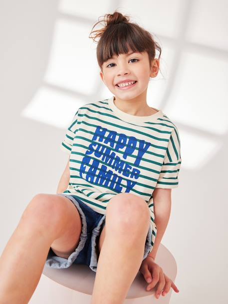 Kinder-T-Shirt Capsule Happy Family Marine grün gestreift 