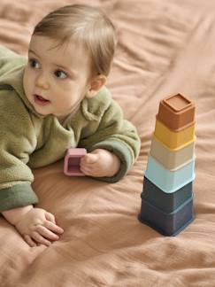 Jouet-Premier âge-Premières manipulations-Tour de cubes en silicone