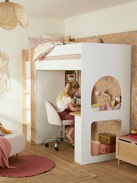 Kinderzimmer Kombi-Hochbett, Schreibtisch, Schrank & Regal weiss 