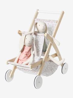 Spielzeug-Babypuppen und Puppen-Puppen-Geschwisterwagen aus Holz FSC