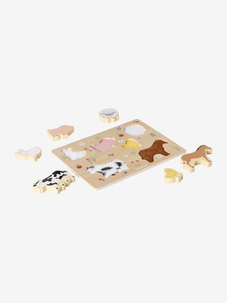 Puzzle chunky tactile en bois FSC® beige+marron 