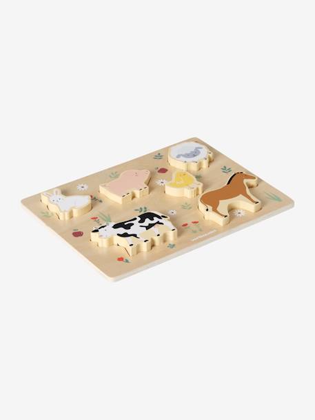 Puzzle chunky tactile en bois FSC® beige+marron 