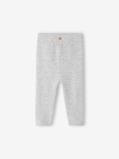 Baby Leggings, Bio-Baumwolle grau meliert+puderrosa 