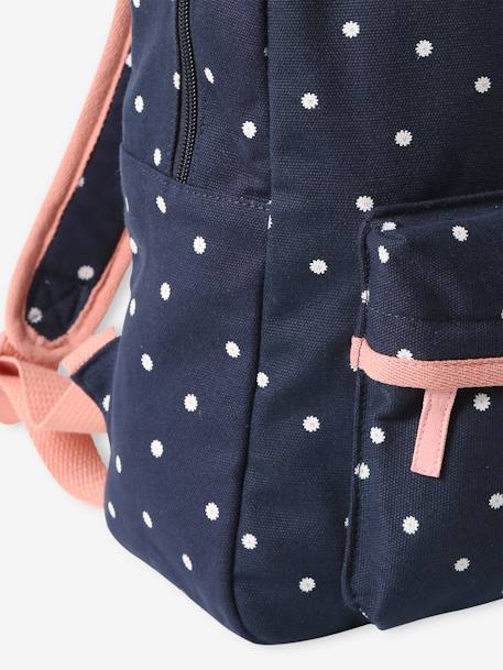 Sac à dos 'Flower power' fille avec badge brodé bleu nuit 