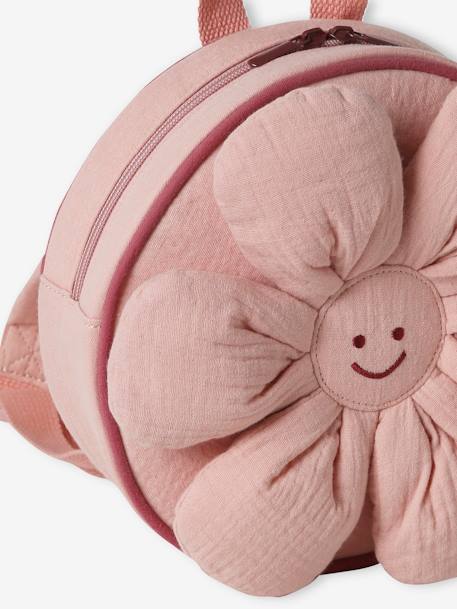 Sac à dos maternelle fleur fille en gaze de coton vieux rose 