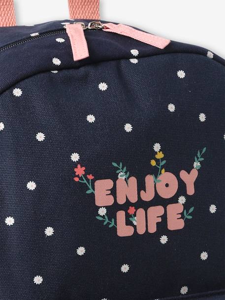 Sac à dos 'Flower power' fille avec badge brodé bleu nuit 