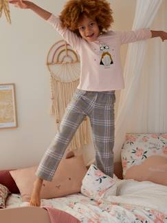 Pyjama en maille jersey et flanelle fille supercat