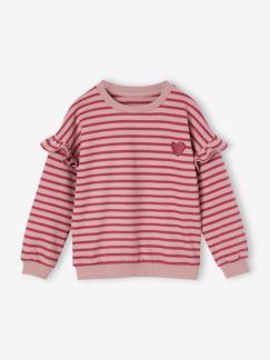 Mädchen-Pullover, Strickjacke, Sweatshirt-Mädchen Ringel-Sweatshirt, Volantärmel