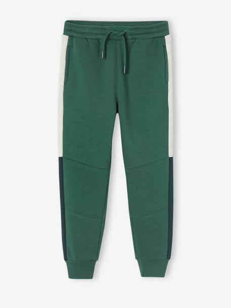 Pantalon jogging bandes côtés garçon gris anthracite+noir+vert sapin 