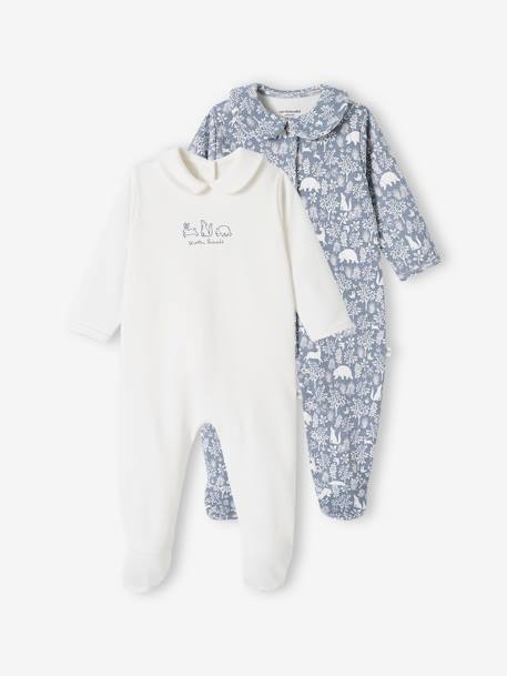 2er-Pack Baby Strampler, Bio-Baumwolle jeansblau+puderrosa 