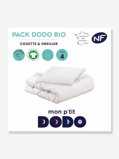 Pack couette + oreiller Bio Mon P'tit DODO blanc 