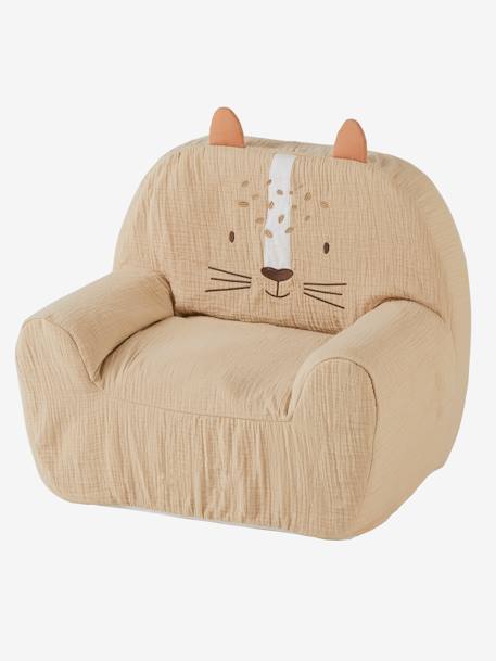 Fauteuil mousse en gaze de coton Tigre beige poudré 