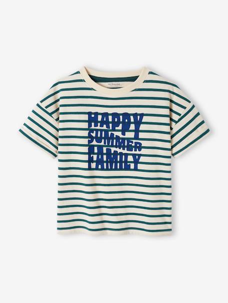 Kinder-T-Shirt Capsule Happy Family Marine grün gestreift 