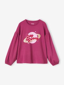 Mädchen-T-Shirt, Unterziehpulli-Mädchen Shirt, Flockprint mit Glanzdetails