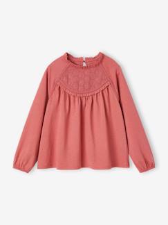 Tee-shirt blouse détail en broderie anglaise fille