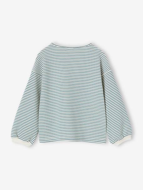 Mädchen Ringelshirt grün gestreift+weiß gestreift 