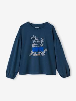Mädchen-T-Shirt, Unterziehpulli-Mädchen Shirt, Flockprint mit Glanzdetails
