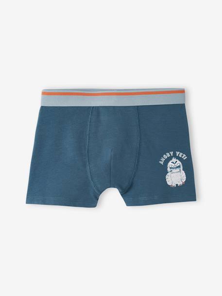 Lot de 5 boxers stretch Yéti garçon bleu grisé 