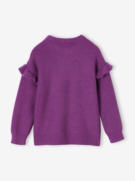 Mädchen Pullover vanille+violett+wollweiß 