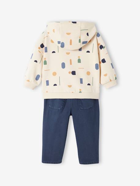 Ensemble bébé sweat en molleton et pantalon en sergé bleu nuit 