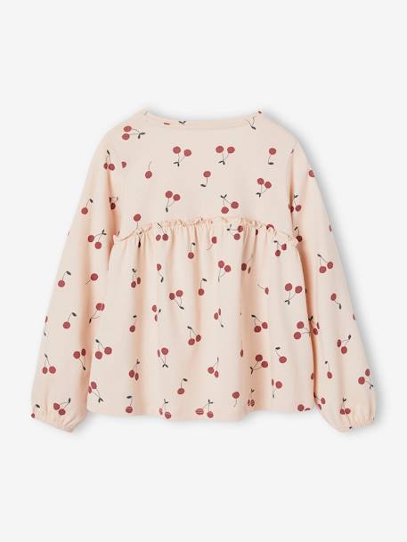 Mädchen Blusenshirt mit Print beige+graugrün+pudrig rosa+wollweiß 