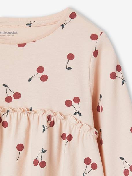 Mädchen Blusenshirt mit Print beige+graugrün+pudrig rosa+wollweiß 