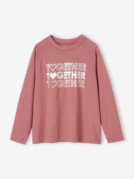 T-shirt sport motif brillant Together fille manches longues raglan vieux rose 