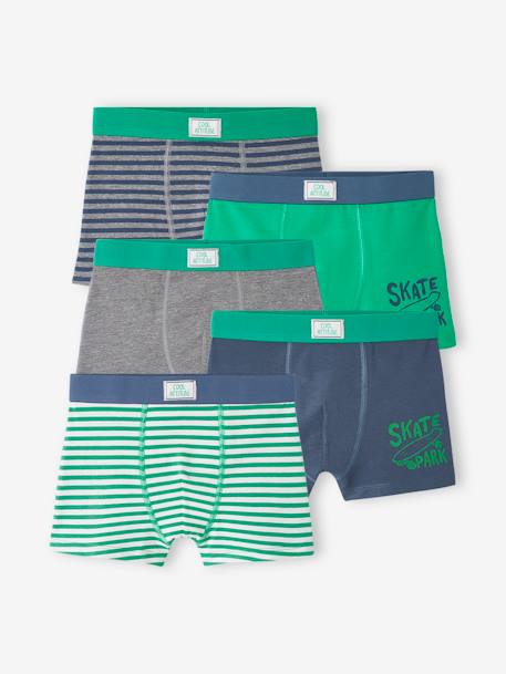 5er-Pack Jungen Boxershorts aus Stretch, Skater grün 