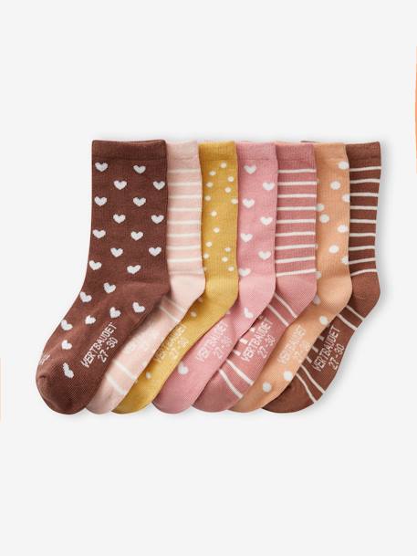7er-Pack Mädchen Socken mit Wochentag ecru+hellbraun 