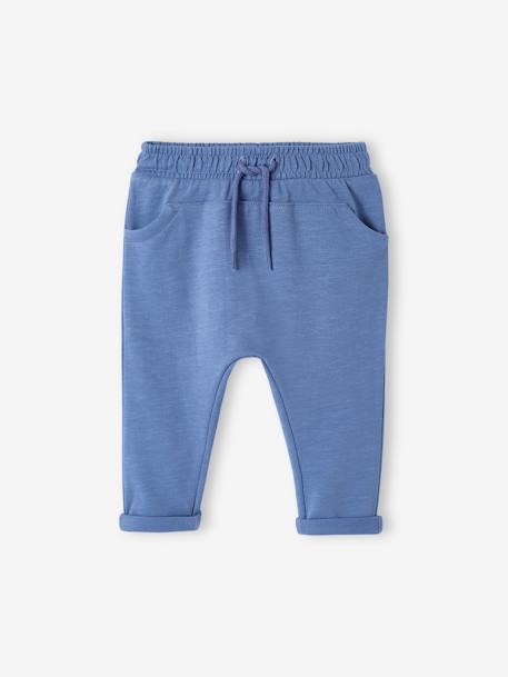 Pantalon molleton bébé garçon uni bleu ardoise+bleu clair+brique+caramel+gris clair chiné+Marine grisé+tilleul foncé 