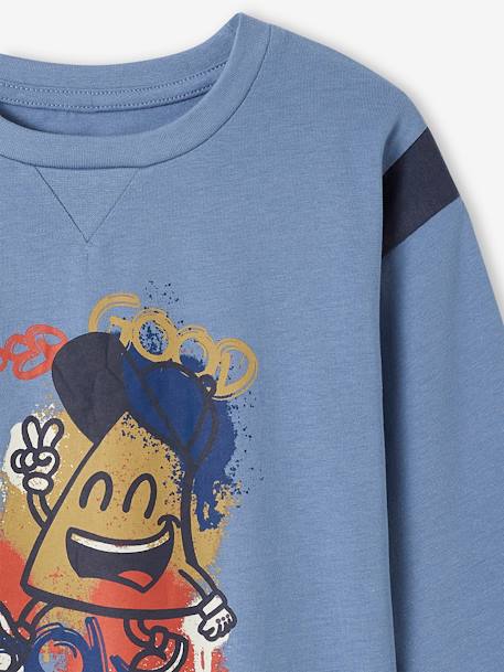 Tee-shirt motif mascotte graffitis garçon bleu chambray 