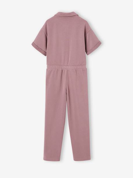 Combinaison en molleton fille manches courtes mauve 