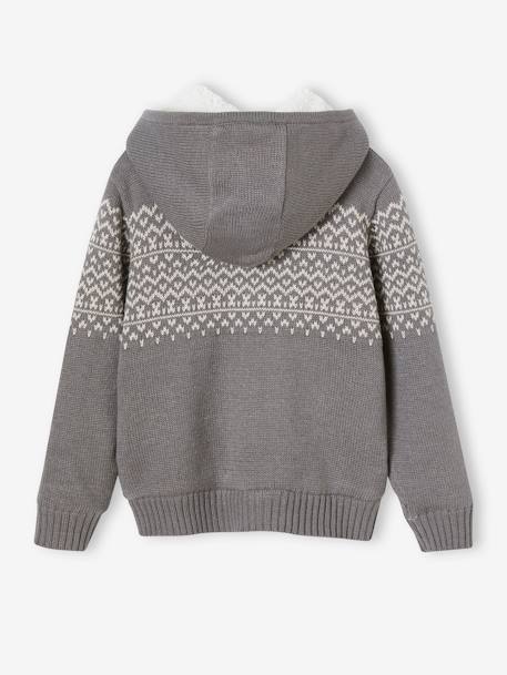 Gefütterte Jungen Strickjacke grau meliert+marine 