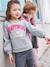 Sweat sport fille 'Hapiness' en bouclette et détails irisés fille gris chiné 