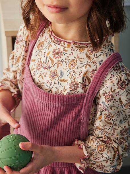 Mädchen-Set: Shirt & Latzkleid aus Cord mauve 