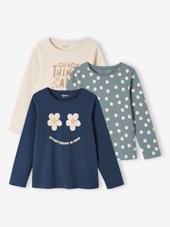 Fille-T-shirt, sous-pull-Lot de 3 tee-shirts fille manches longues