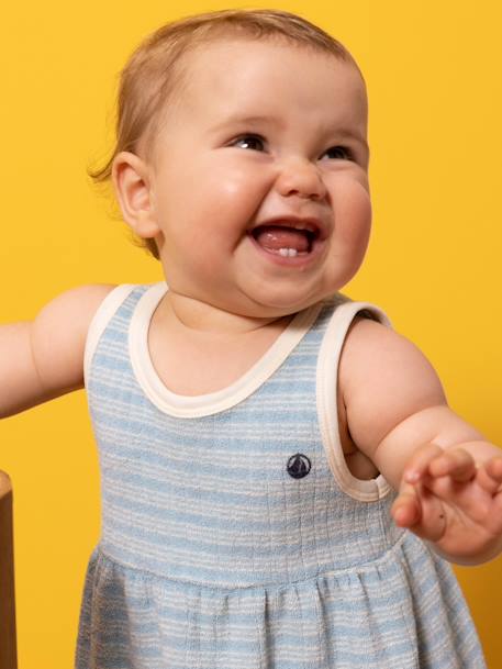 Mädchen Baby Kleid PETIT BATEAU zartblau 