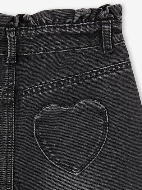 Jean Mom poches coeur au dos fille denim gris+stone 