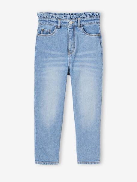 Jean Mom poches coeur au dos fille denim gris+stone 