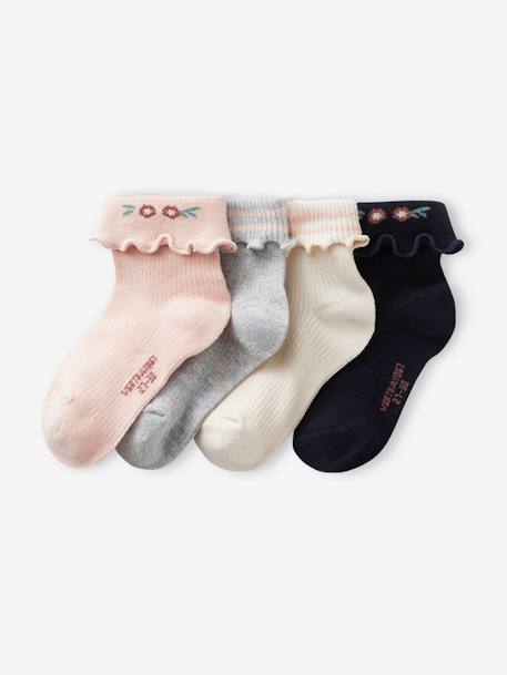 4er-Pack Mädchen Socken Oeko-Tex ecru 