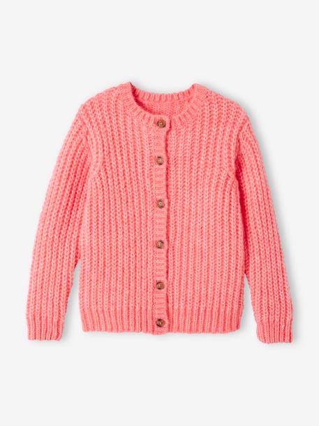 Flauschige Mädchen Strickjacke bonbonrosa 