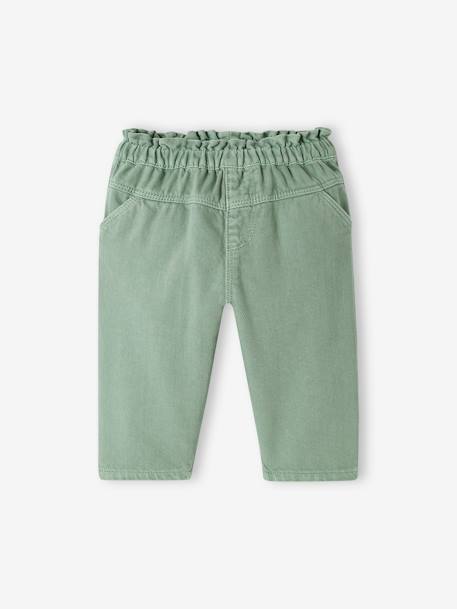Pantalon en twill bébé taille élastiquée vert 