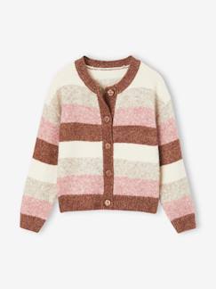 Mädchen-Pullover, Strickjacke, Sweatshirt-Flauschiger Mädchen Cardigan mit Streifen