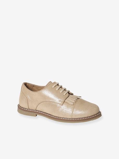 Derbies frangées à lacets cuir junior or 