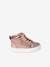 Hohe Sneakers mit glänzender Fersenverzierung rosa bedruckt 