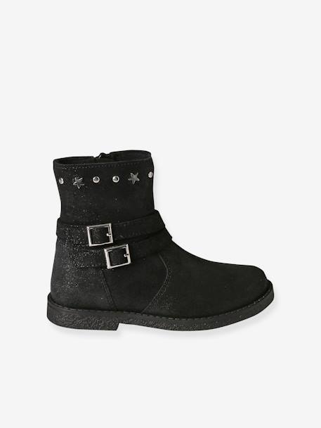 Boots en cuir fille collection maternelle noir 