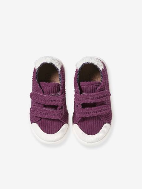 Baby Klett-Sneakers aus Cord himbeere 