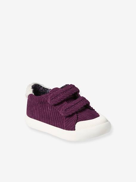 Baby Klett-Sneakers aus Cord himbeere 